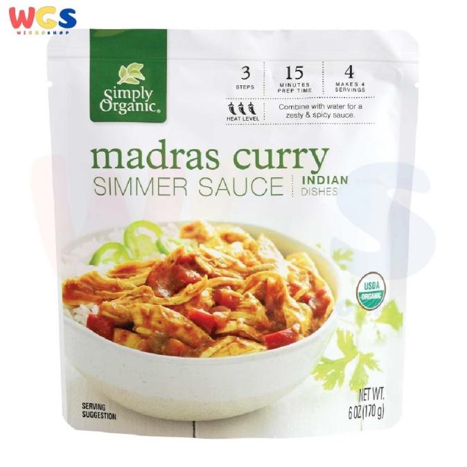 

Simply Organic Madras Curry Simmer Sauce Indian Dishes 6oz 170g