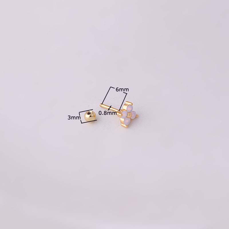 1pc Anting Stud Bentuk Bunga Bahan Stainless Steel 20Gauge Untuk Wanita