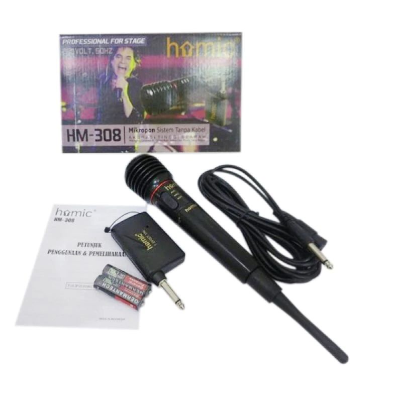 Homic Microphone Mic Single Wireless + Receiver HM 308