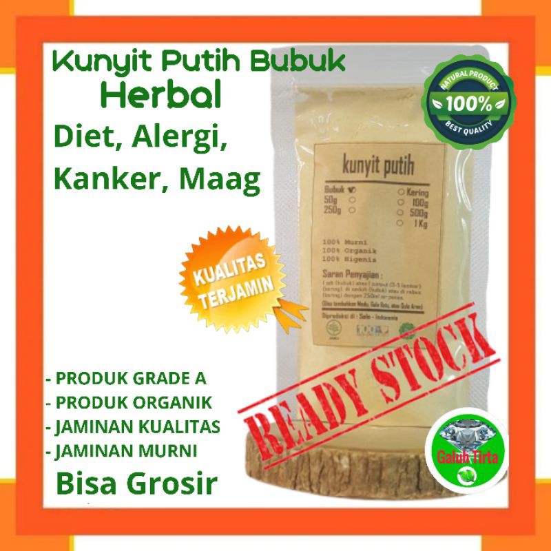 

100 Gram Kunyit Kunir Putih Bubuk murni asli original organik kualitas premium Curcuma Zedoaria