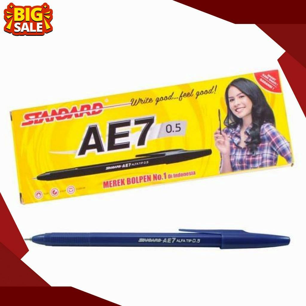 

HARGA SPESIAL Pulpen Standard AE7 HitamBiruMerah 5 Mm Alfa Tip Per Lusin