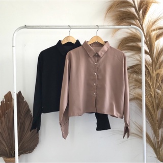 READY STOCK KEMEJA CROP TARTAN OUTER || CROP TARTAN SHIRT || OVERSIZE CROP TARTAN || KEMEJA CROP LENGAN PANJANG-POLOS MILO ema
