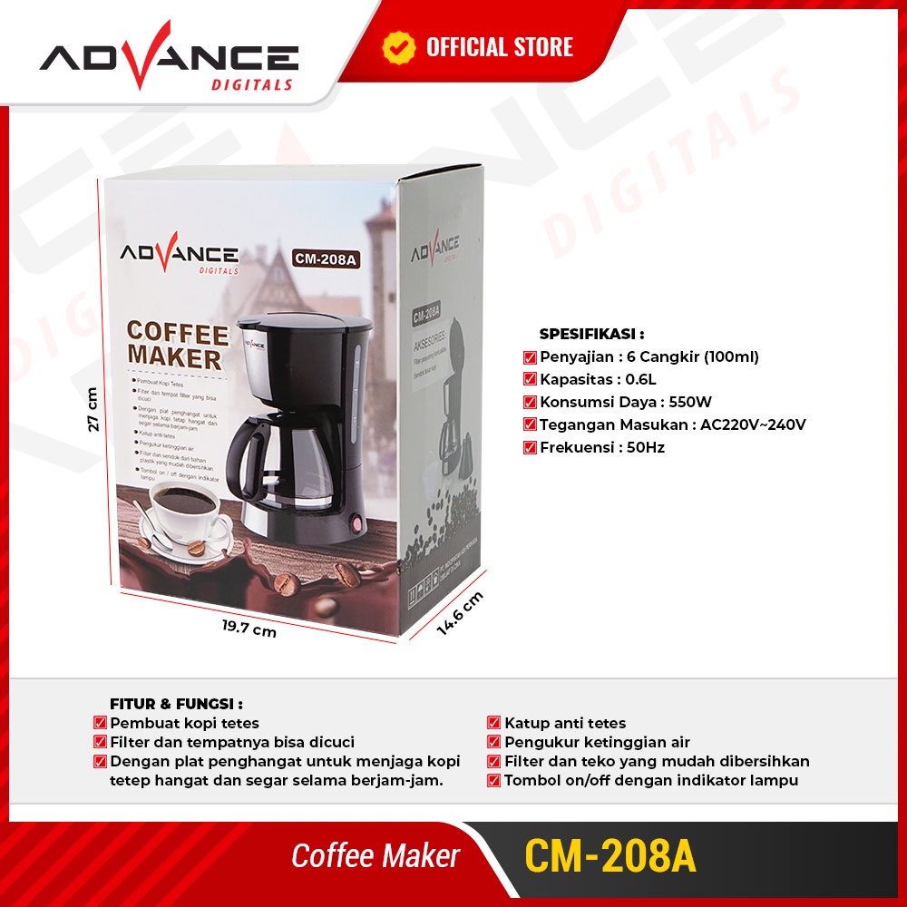 【garansi satu tahun】Advance Mesin kopi 0.6L mesin kopi