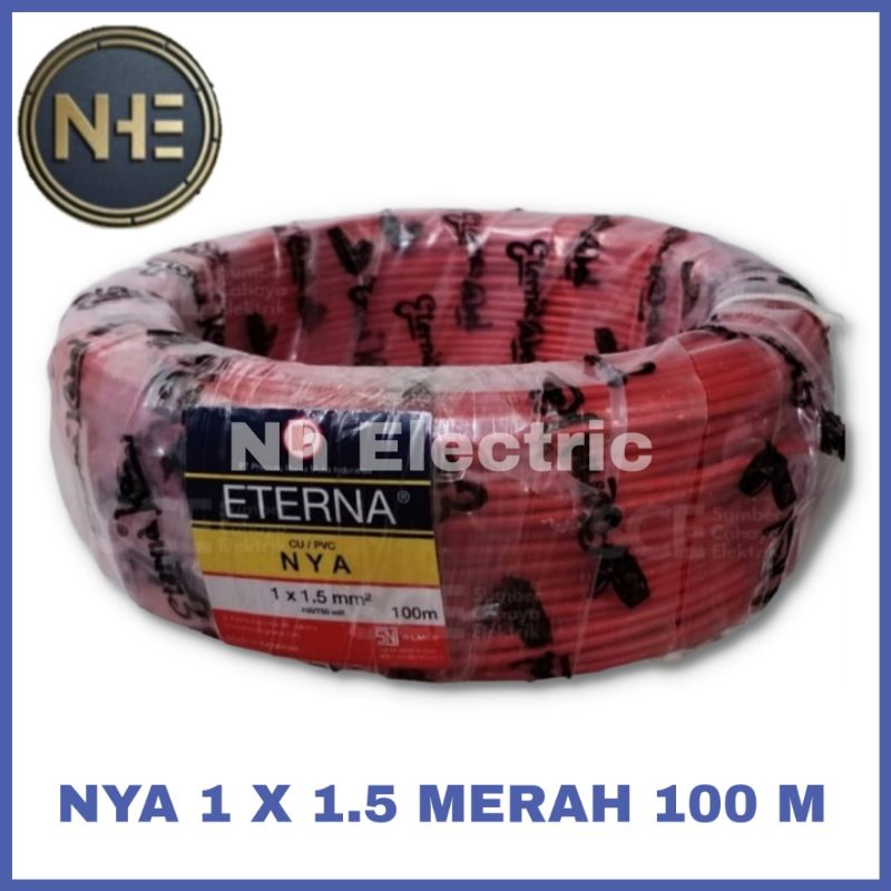 Kabel Eterna Nya 1x1,5mm 100m Merah - Kabel Listrik Eterna Kawat Tunggal 1x1,5mm 100 Meter