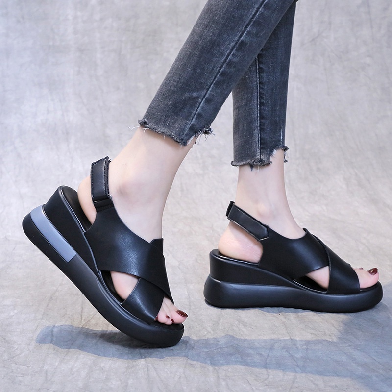 TBIG Size 35 - 42 Sandal Tali Slip On PARVEEN Wanita Import Korea Style Santai Wanita Sandal Wedges