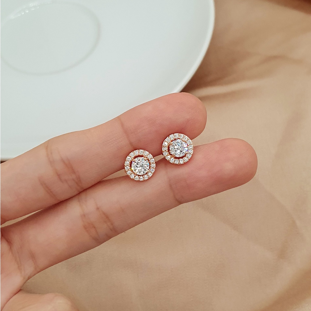 Anting Korea Pesta Tusuk Lapis Emas Putih Chelsea J9107-BIG 8MM - GOLD