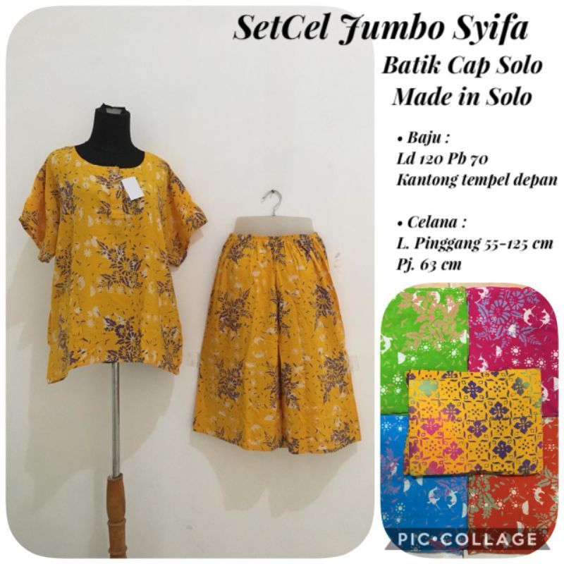 Setelan Kulot/ Babydoll Pendek batik jumbo ld 120