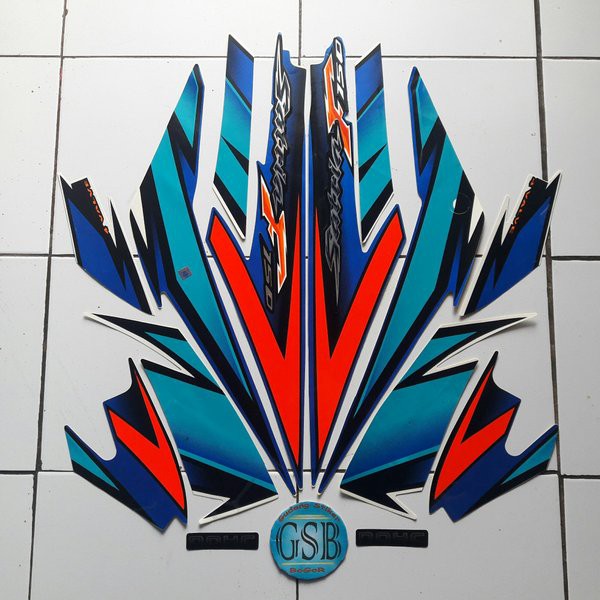 stiker motor satria fu 150 2007 biru