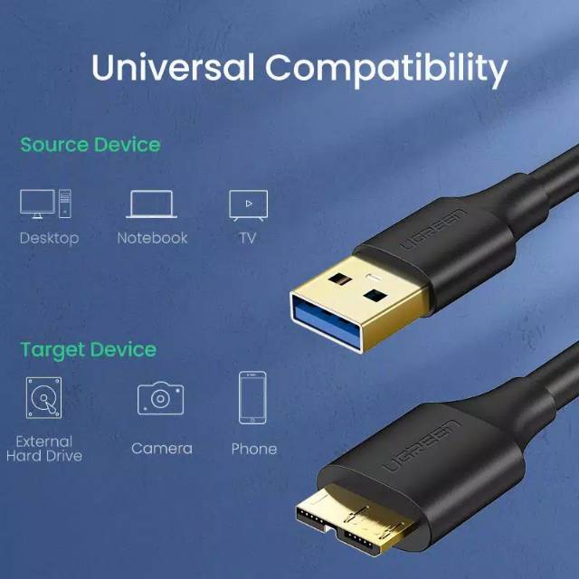 UGREEN USB 3.0 A to Micro USB B male to male goldplated Kabel HDD Harddisk External