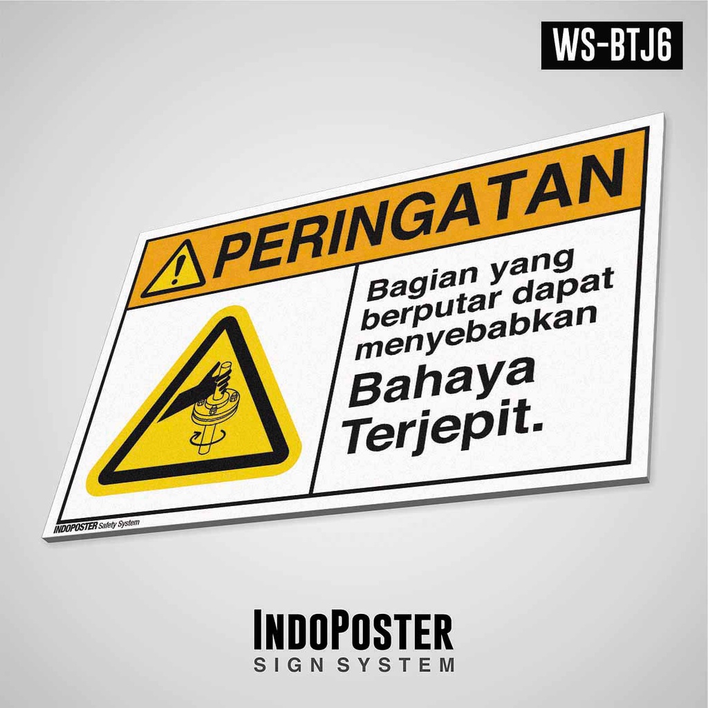 

Safety Sign Rambu K3 ANSI Peringatan Bahaya Terjepit Oleh Bagian Yang Berputar 6 M 45x30cm