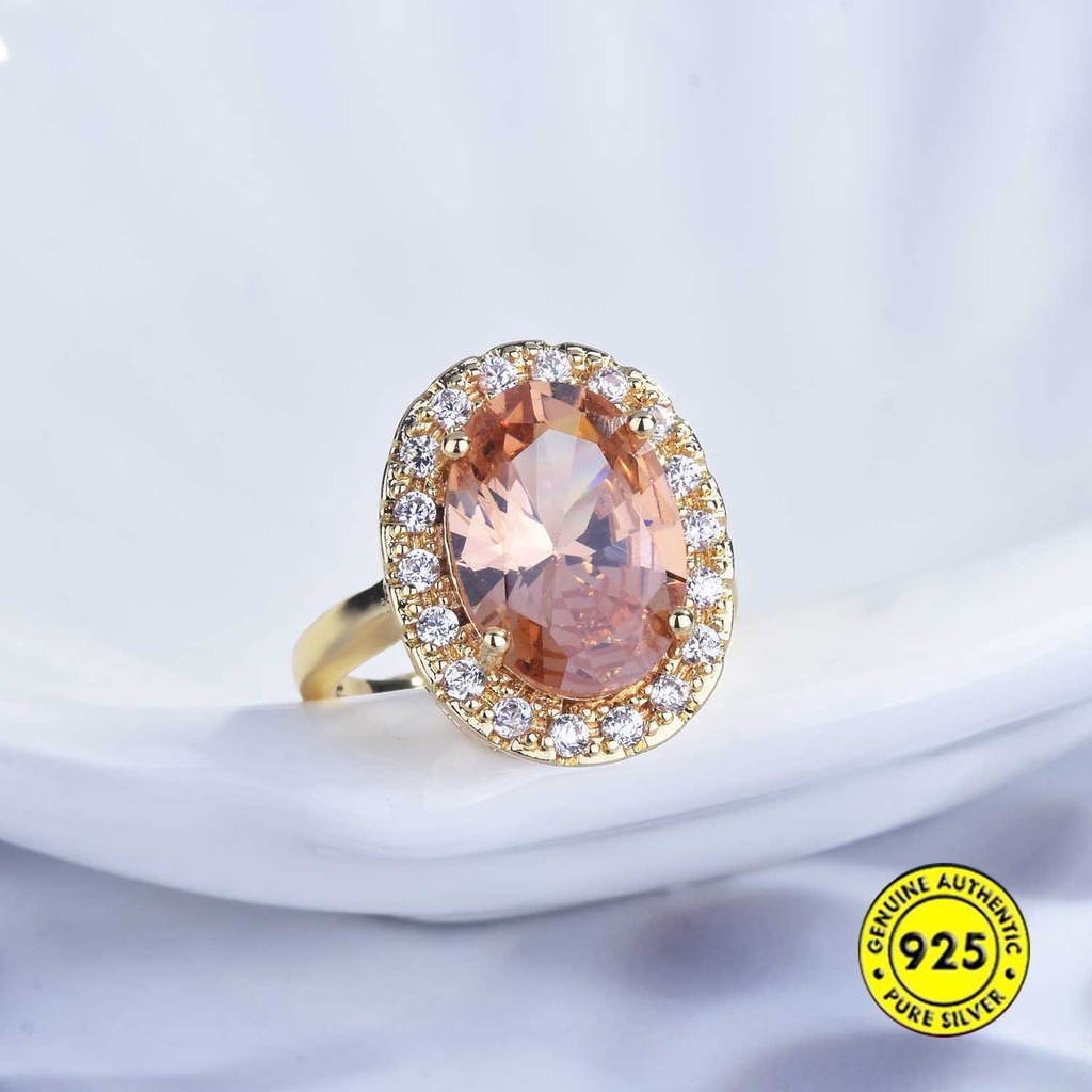 Cincin Open Ring Adjustable Lapis Emas 18k Dengan Batu Permata Morgan Warna Warni