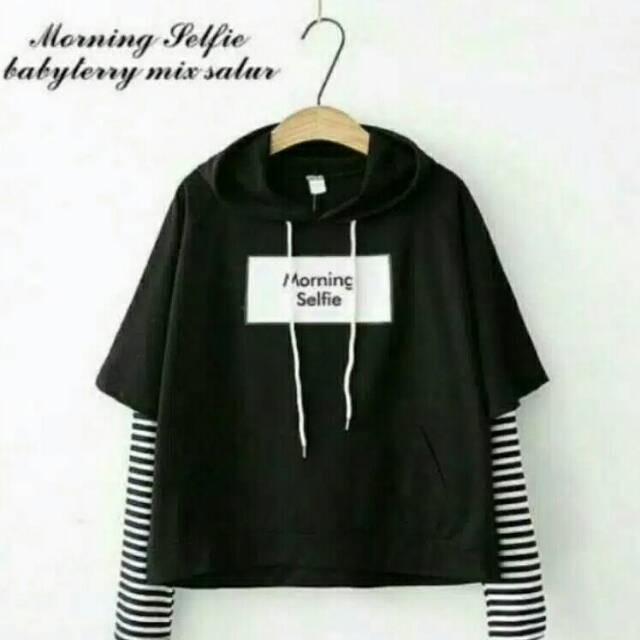 SWEATER MORNING SELFIE/ tangan double/ bukan model sambungan