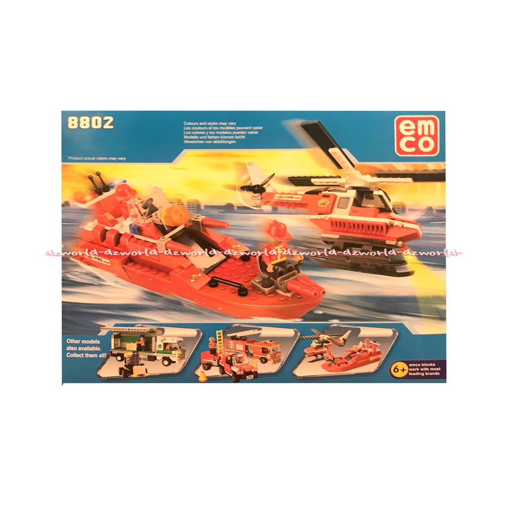 Emco Fire Boat &amp; Helicopter 8802 Mainan Brick Mainan Block Bentuk Helikopter Dan But