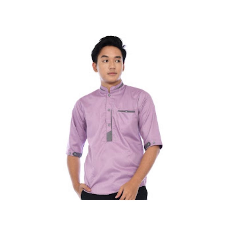 Baju Koko Kurta Dewasa Warna Lilac/Baju Koko Kurta Lengan 3/4