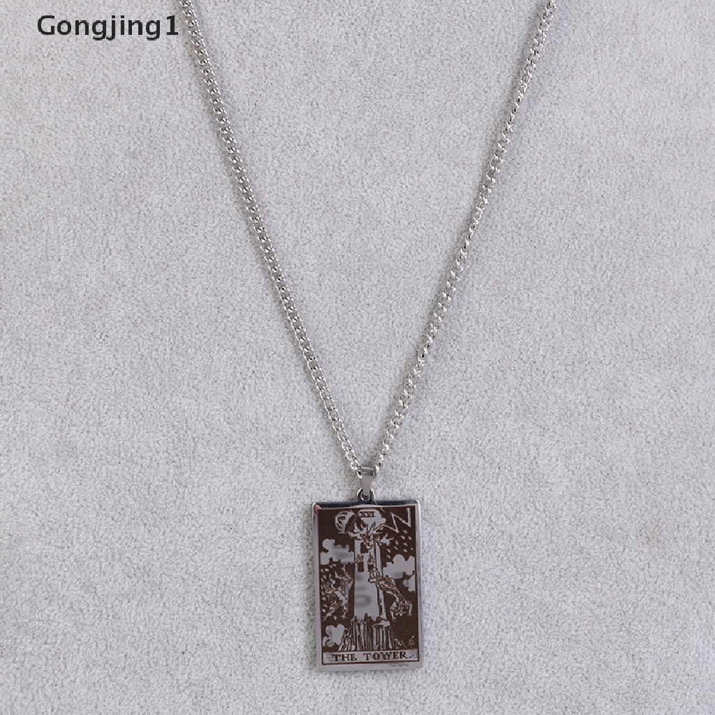 Gongjing1 Kalung Rantai Dengan Liontin Kartu Tarot Major Arcana Pagan