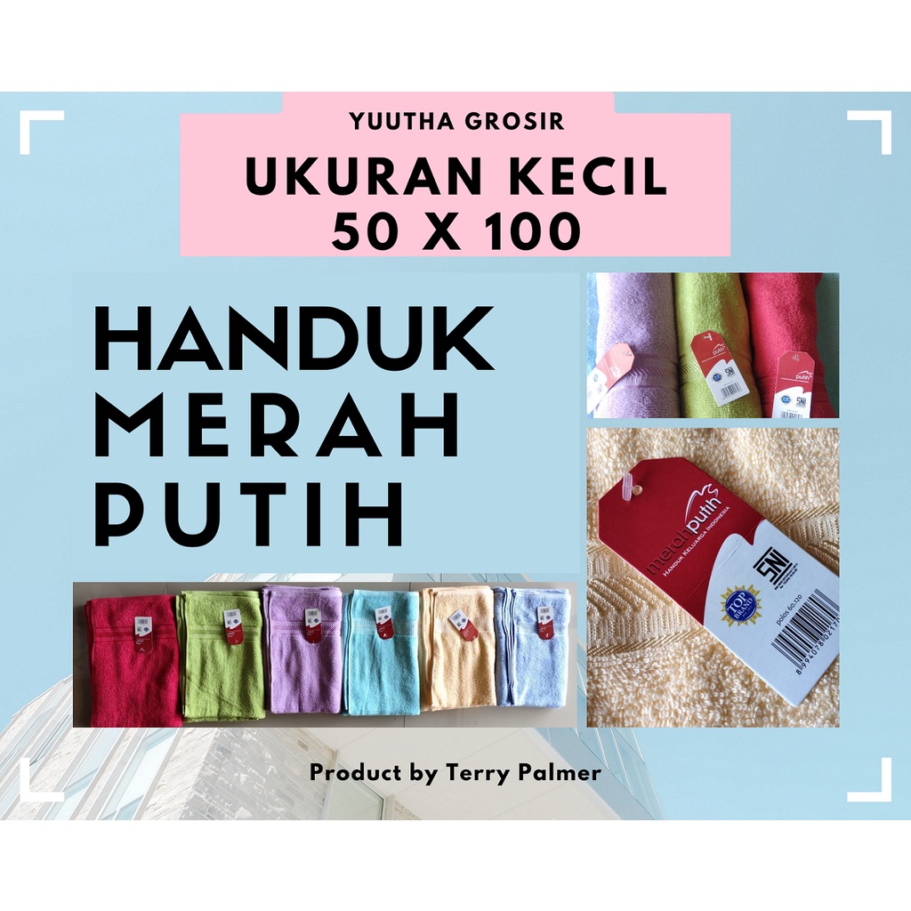 [1 Lusin] Handuk MERAH PUTIH By TERRY PALMER - Handuk  50x100 - Handuk Mandi Dewasa - Souvenir