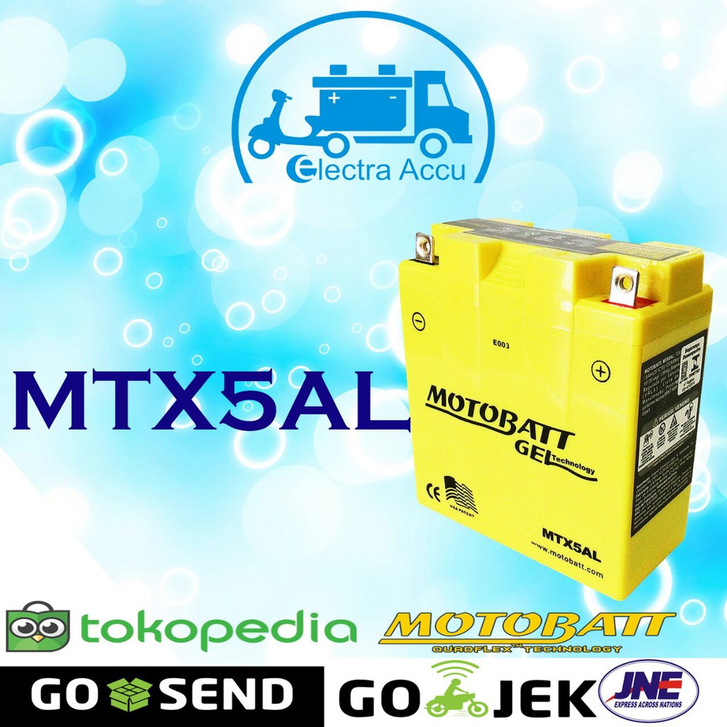  Aki  Motor  Yamaha Mio  Smile  MTX5AL Motobatt Aki  Kering Gel 