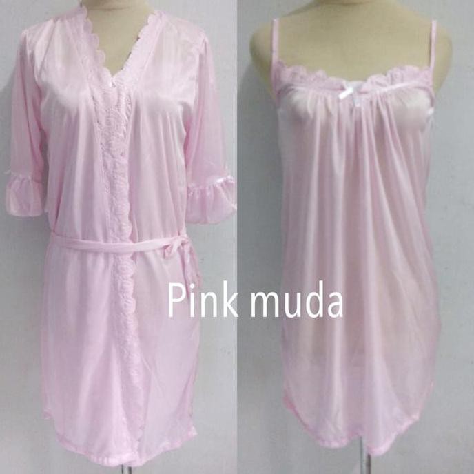 Best Seller # Piyama Baju Tidur Dewasa Wanita Kimono 2In1 Cantik Sexy Sleepwear - Ungu