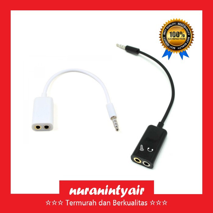 Audio Splitter 2 in 1 to Headset Microphone Headphone 3.5mm ke 2x3.5mm Spliter Audio Mic