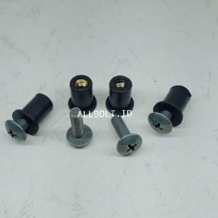 Obral Puas Baut plus mur karet windsield tameng baut visor vixion ninja aerox 5x15  (4 set)