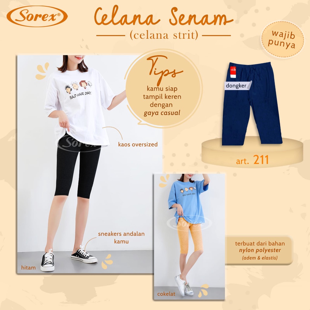 1 pcs Celana Senam / Celana Street - Celana Pendek Wanita 3/4 Polos - Short Pants Sorex 211 - Bisa COD / Bayar di tempat