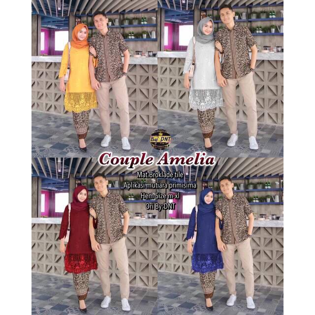 [Ready Jumbo] Couple Kebaya Terbaru Modern Brokat Kemeja Batik Amelia Murah Pasangan Lamaran Baju Sarimbit Pasangan Pria Wanita Batik Kebaya Couple Wisuda Tunik Kebaya Velvet Mix Mutiara Payet Mote Jahit Tangan Kekinian