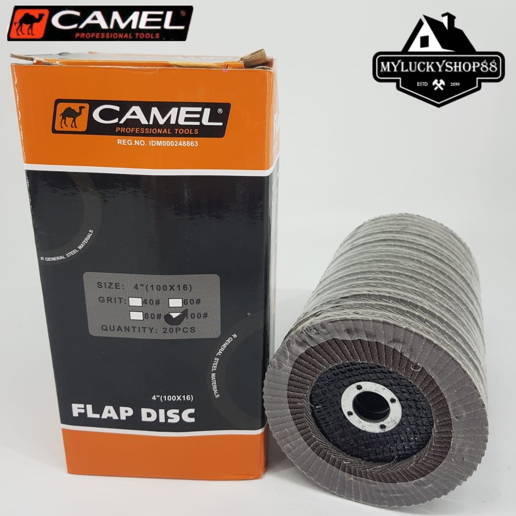 Flap Disc Sand Grit 4 Inch 100 mm A100 Amplas Gerinda Susun Camel 100