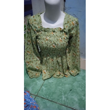 blouse smoke lanasfa /sabrina lanasfa motif bunga