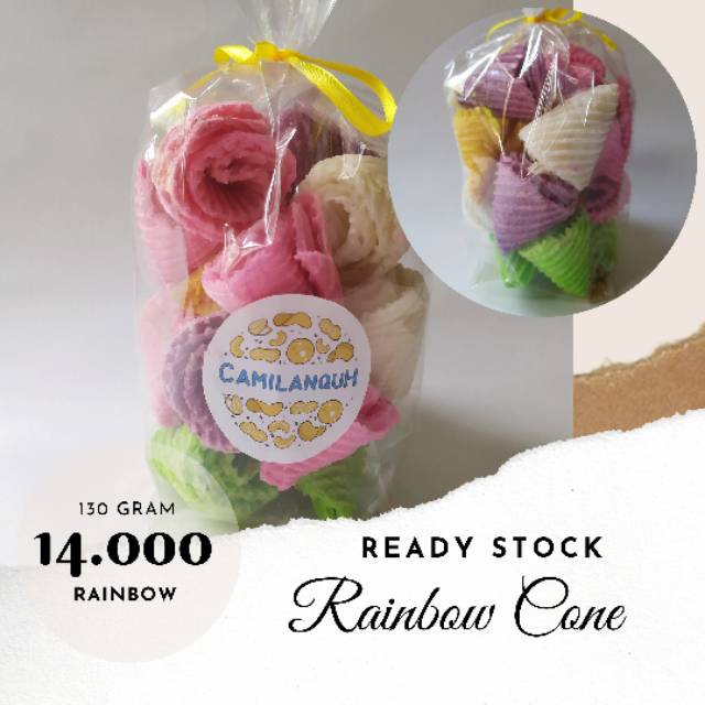 

Camilan Enak Opak Rainbow cone 130 gram
