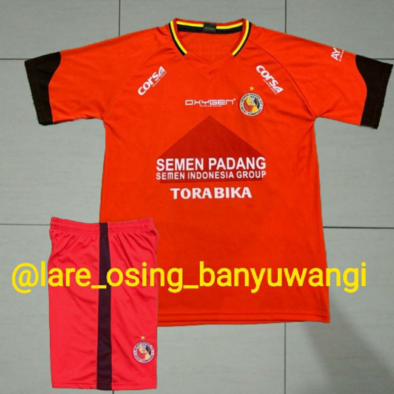 SETELAN DEWASA SEMEN PADANG HOME 2019 MERAH LIGA 2 JERSEY CELANA TERBARU LOKAL