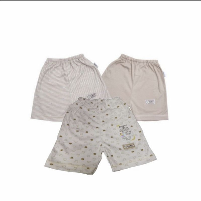 Celana bayi 3/4 Fluffy isi 3 pcs 3 - 12 bulan