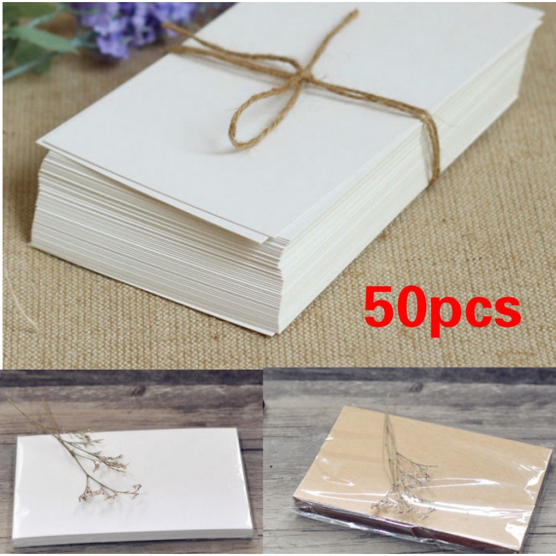 50pcs Diy Blank Greeting Cards Gift Postcard Holiday Party School Office Stationery Supplies