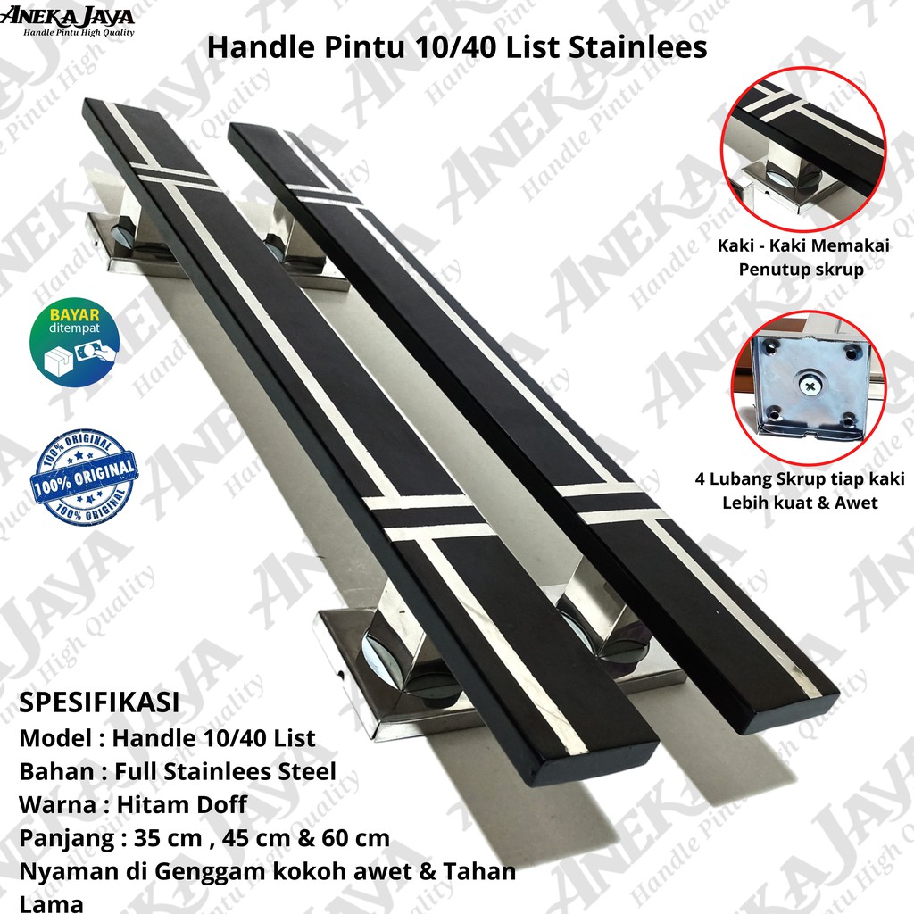 Handle Pintu Rumah Tarikan Pintu Rumah Gagang Pintu Rumah Stainless hitam 35 cm 45 cm 60 cm