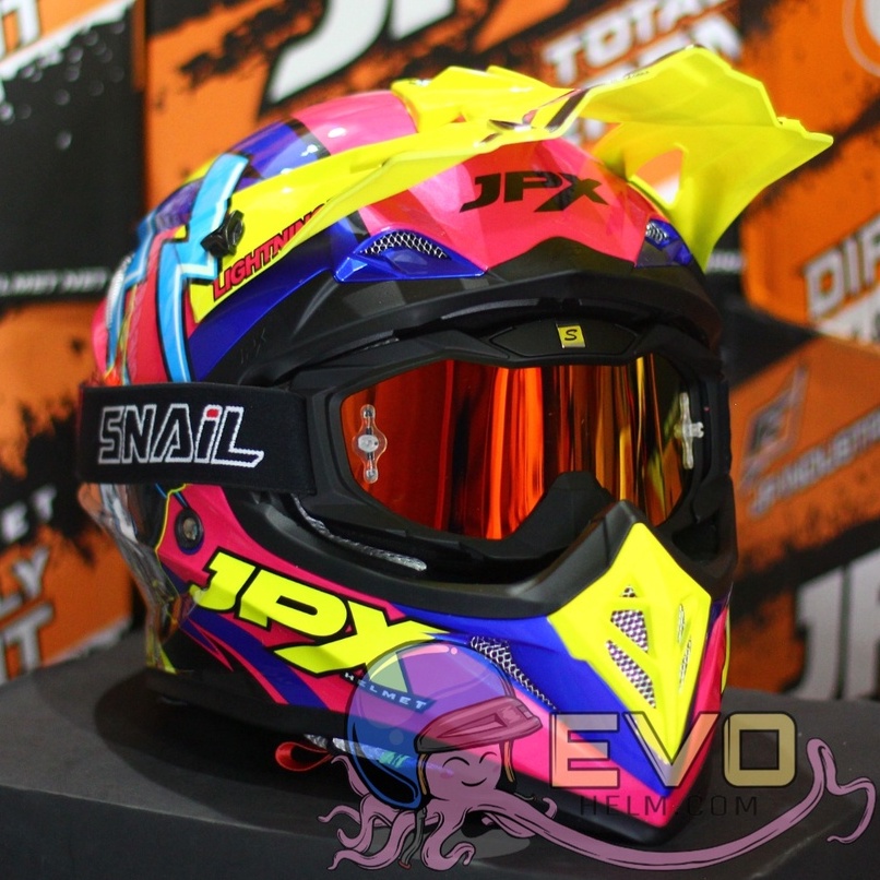 HELM JPX CROSS_FOX1 SERI X27 - PEPSI BLUE GLOSS + GOOGLE SNAIL (ONGKIR 2 KG) HELM JPX TERBARU