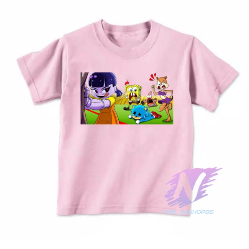 baju kaos anak Spongebob squid game terbaru