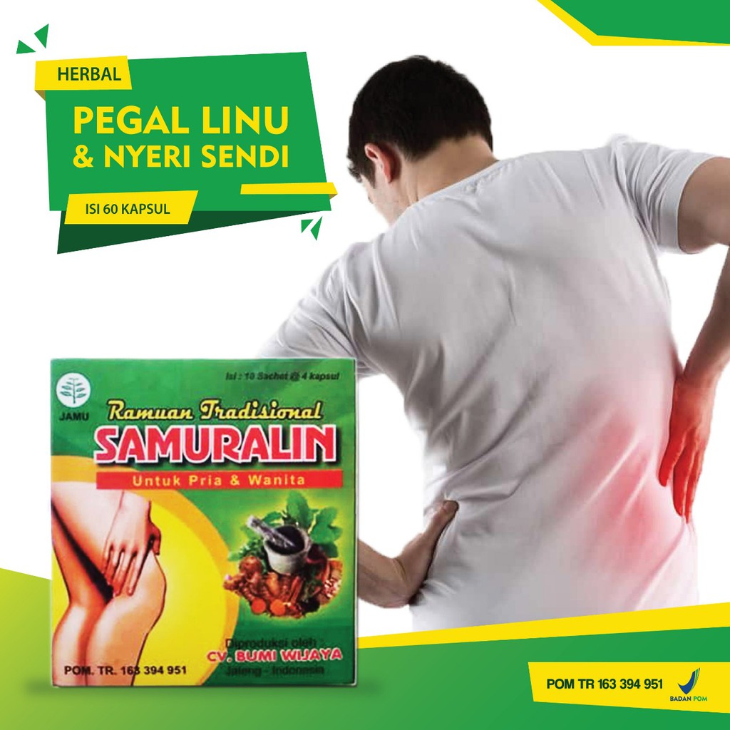 SAMURALIN Obat Herbal Nyeri Sendi Pegal Linu Sakit Pinggang Kesemutan Asam Urat Reumatik  BPOM