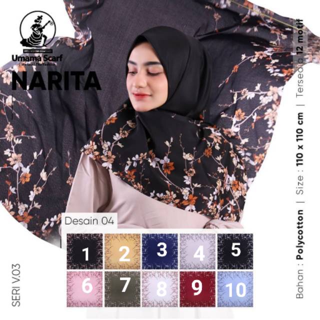 Jilbab segiempat motif umama