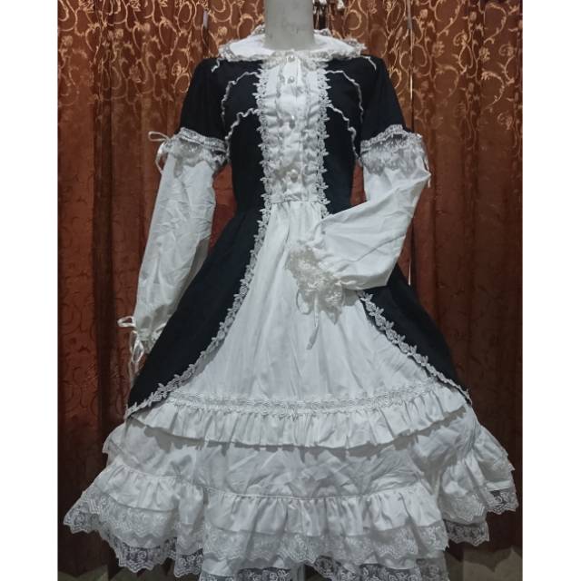 GOTHIC LOLITA DRESS ONE PIECE BLACK-WHITE BY BODYLINE