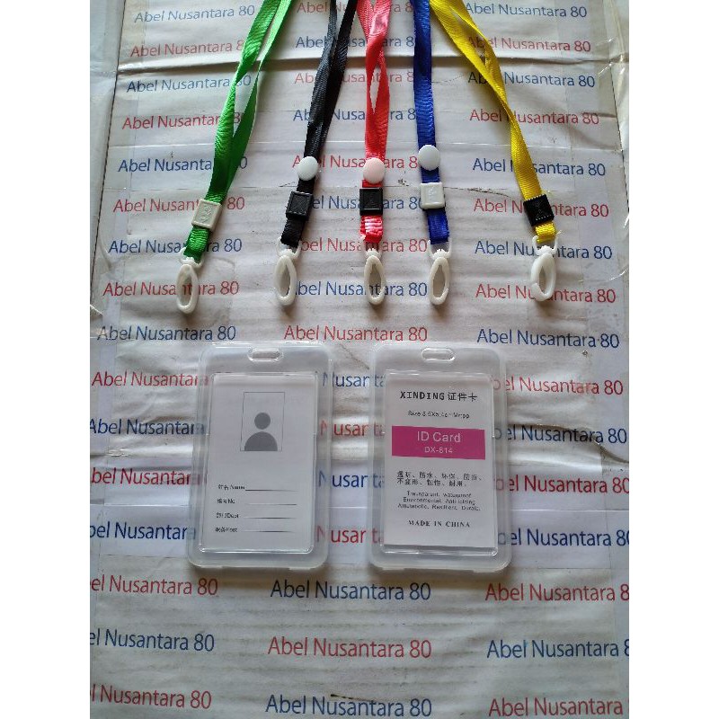 

Tali id card lanyard 1cm kait plastik paket Casing id card tutup bening