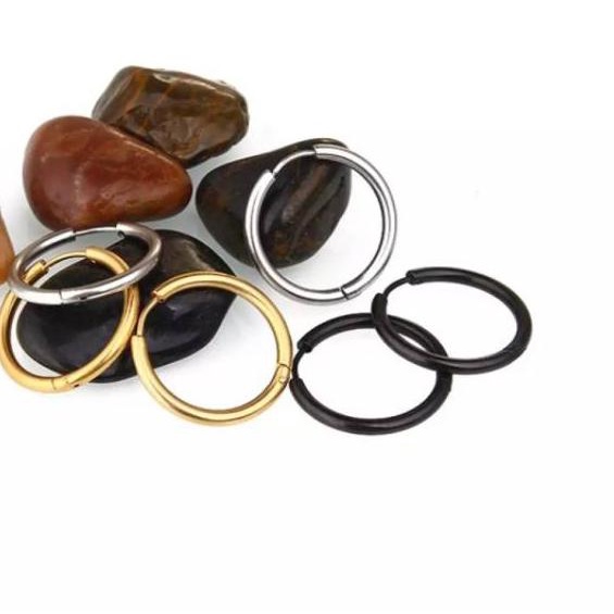 ۝ Anting Earring Ring Hoop Stainless Steel 8/10/12/14/16/18/20/30mm. Batang 2.5mm ☜