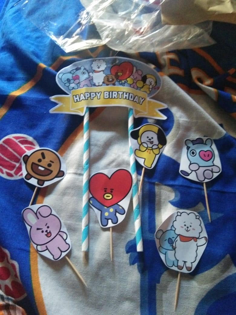 Hiasan Kue Cake Topper Birthday C1 Bt21 Isi 7