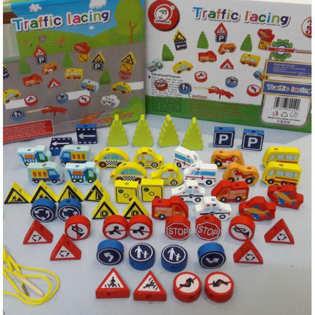 FUXIN CRAFTWORK Puzzle Traffic Lacing - Mainan Puzzle Kayu Anak