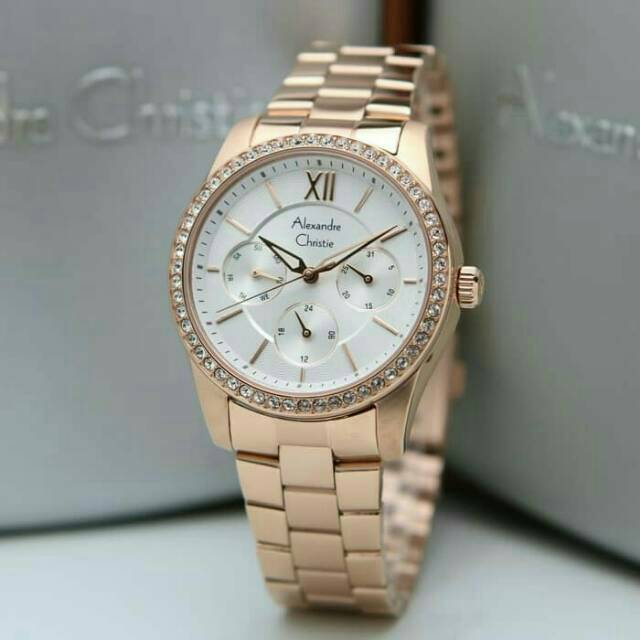 Jam Tangan Wanita Alexander Christie Ac 2827 Original Rose gold dsb