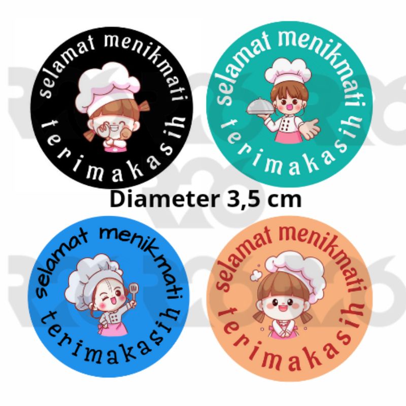 stiker selamat menikmati 3,5 cm | stiker makanan stiker murah | stiker label bulat | COD