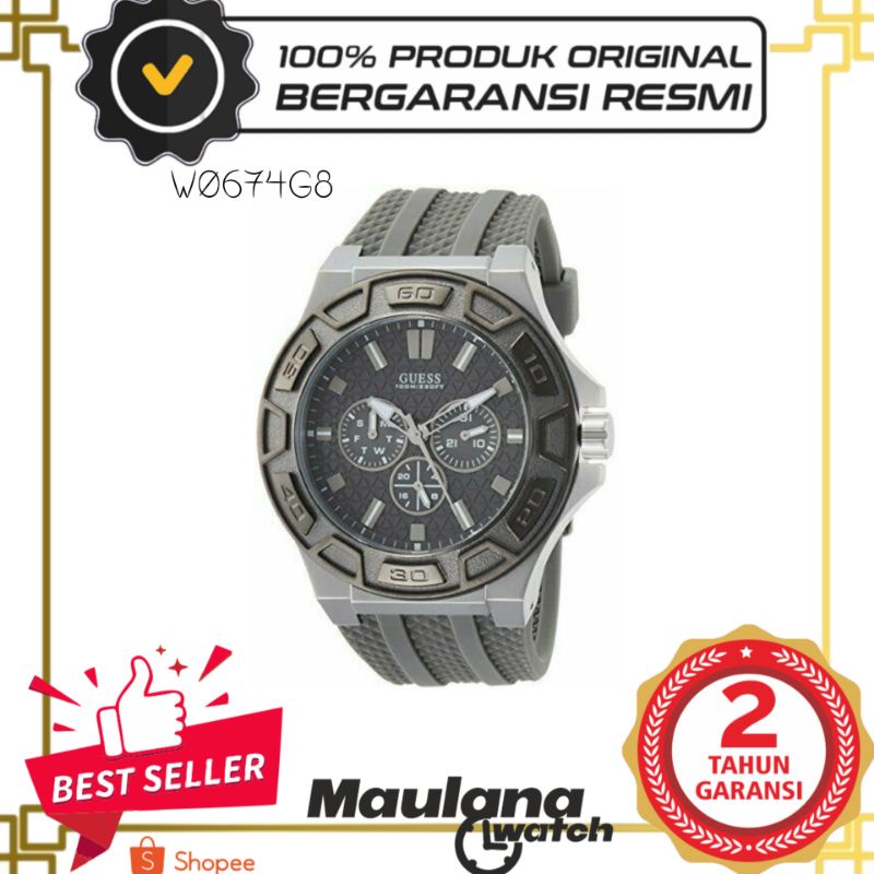 JAM TANGAN PRIA WANITA | RANTAI | KULIT | KARET | MURAH | pria - guess W0674G8 original strap rubber
