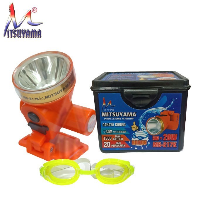 COD Senter Kepala Selam/Diving 20 Watt MITSUYAMA  MS-217K Headlamp Diving  cahaya Putih 20 watt