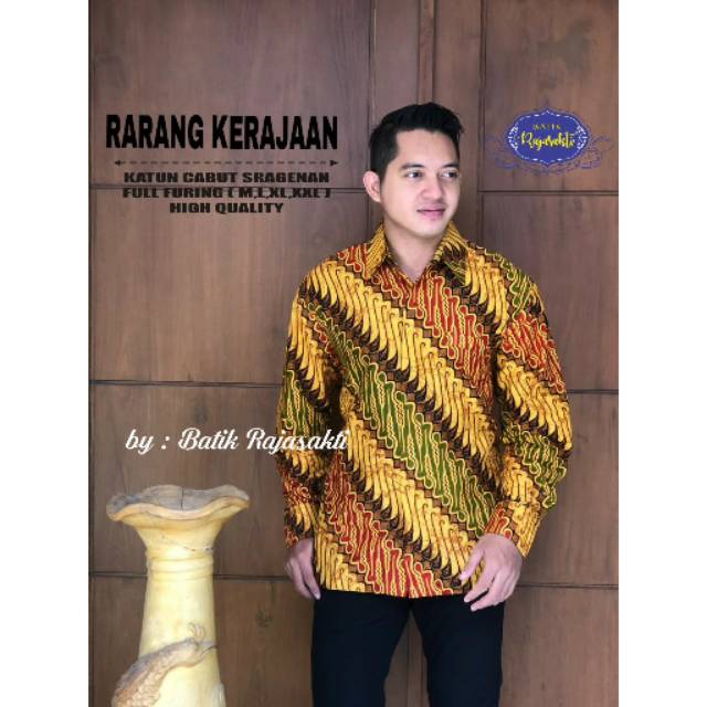 Batik Solo PARANG KERAJAAN Kemeja Pria Katun Cabut Sragenan Full Furing