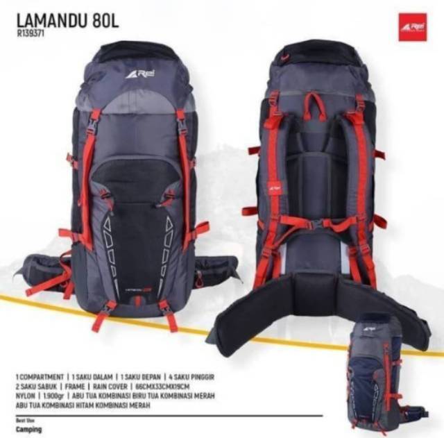 Tas Gunung Rei Lamandu 80L Original