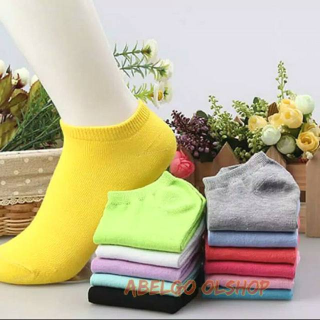 12 pasang - Kaos kaki semata kaki polos warna/kaos kaki pendek unisex/kaos kaki wanita/pria