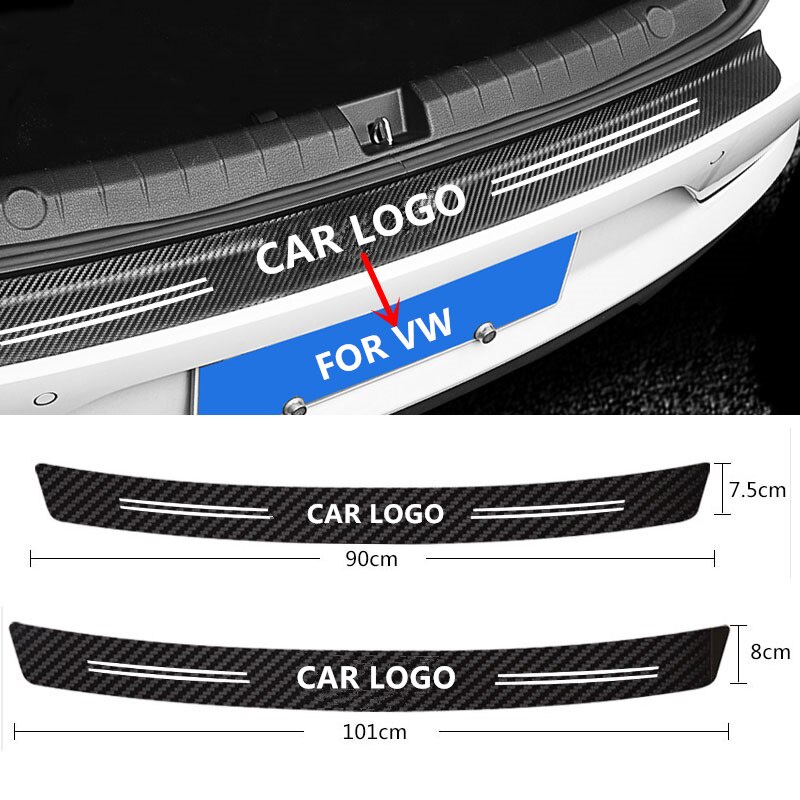 Volkswagen Stiker Pelindung Bumper Bagasi Mobil Motif Carbon Fiber Untuk VW Polo Fox Golf Gol Voyage Beetle Santana